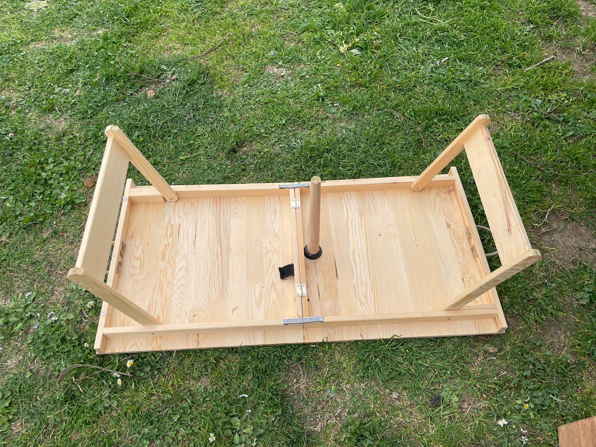 Pine Wood Foldable Low Table, Rustic Farmhouse Dining, Portable Design