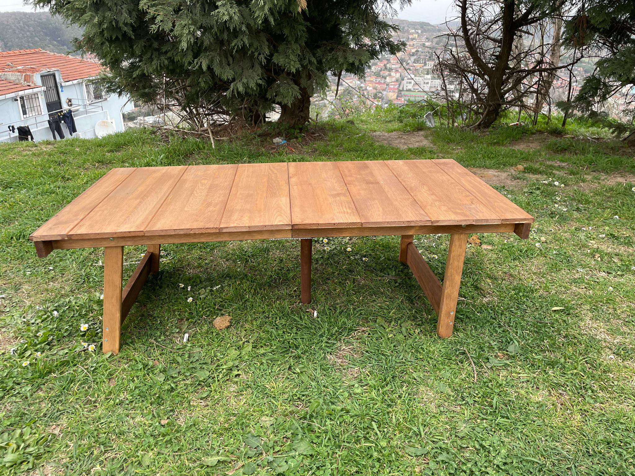 Pine Wood Foldable Low Table, Rustic Farmhouse Dining, Portable Design