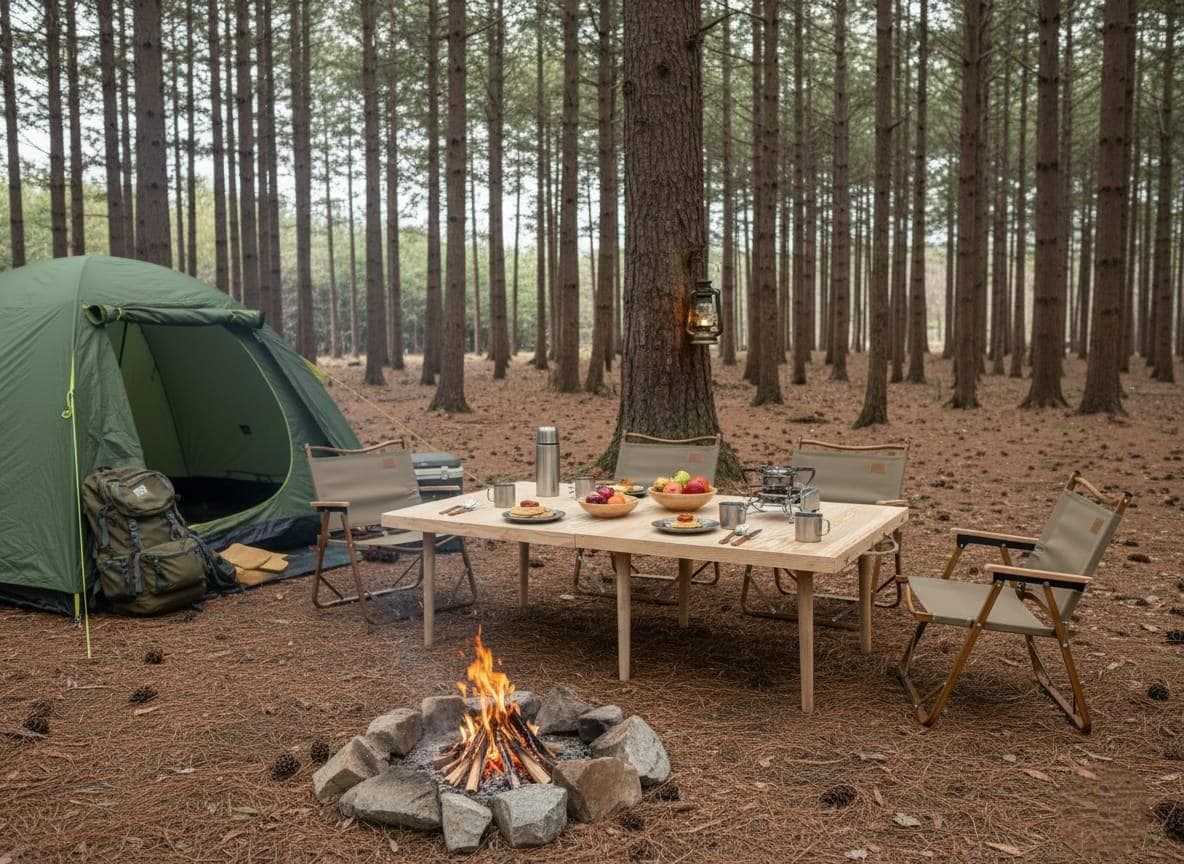 Pine Wood Foldable Camp Table, Boho Picnic Furniture (28x71 inch)