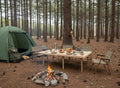 Pine Wood Foldable Camp Table, Boho Picnic Furniture (28x71 inch)