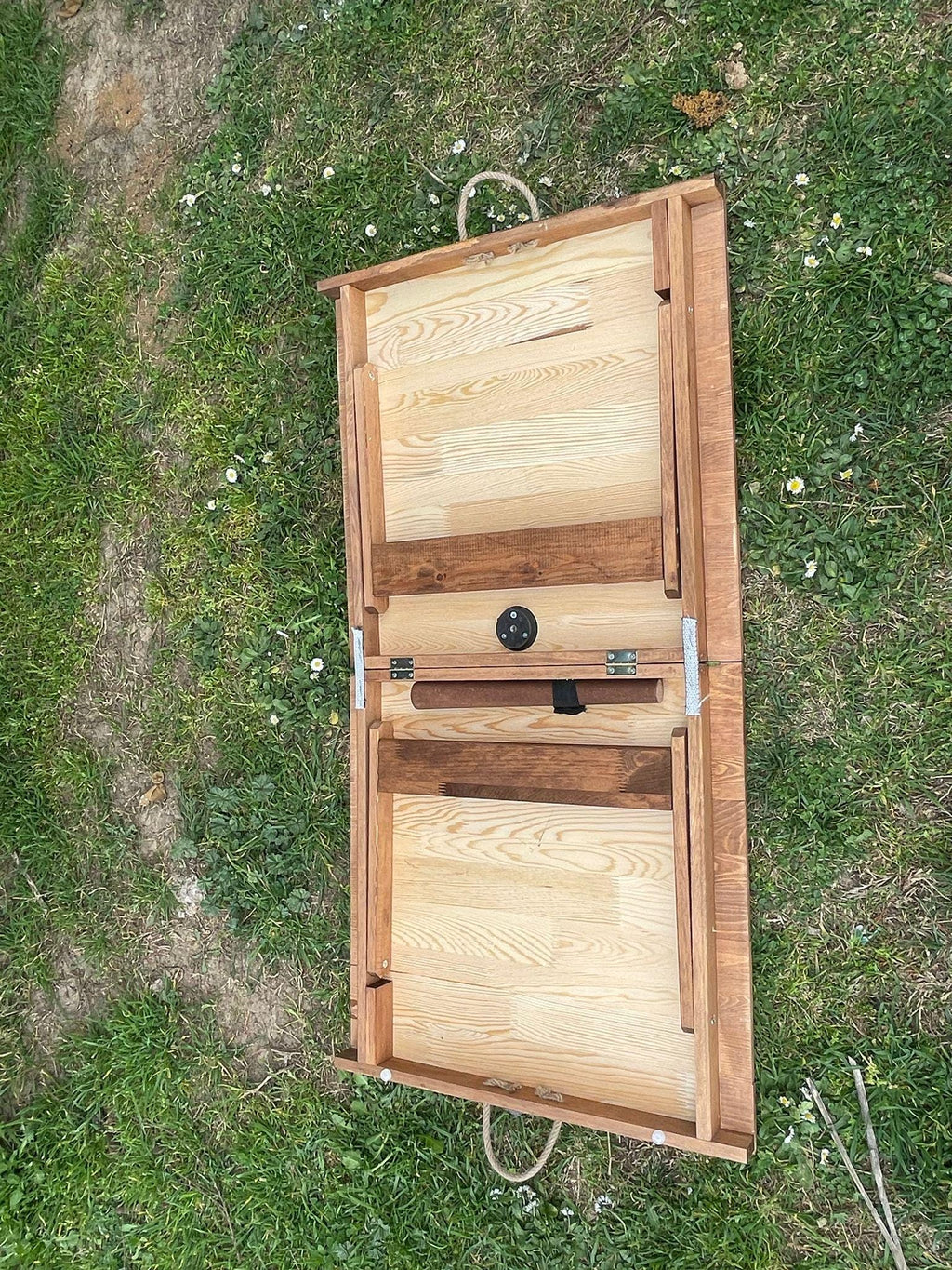 Pine Wood Foldable Low Table, Rustic Farmhouse Picnic Dining Table