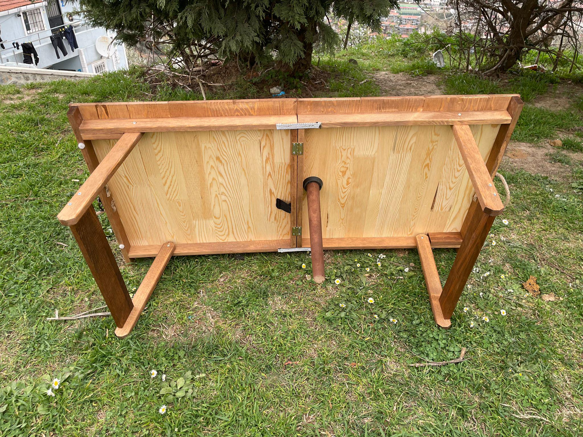 Pine Wood Foldable Low Table, Rustic Farmhouse Dining, Portable Design