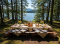 Handmade Pine Wood Picnic Table, Boho Outdoor Furniture, Foldable Design (28x80 inch)