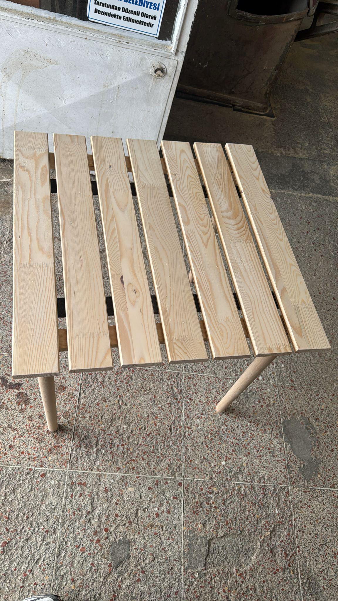 Handmade Pine Wood Foldable Table, Boho Picnic Camp Decor (24x24inch H19inch)