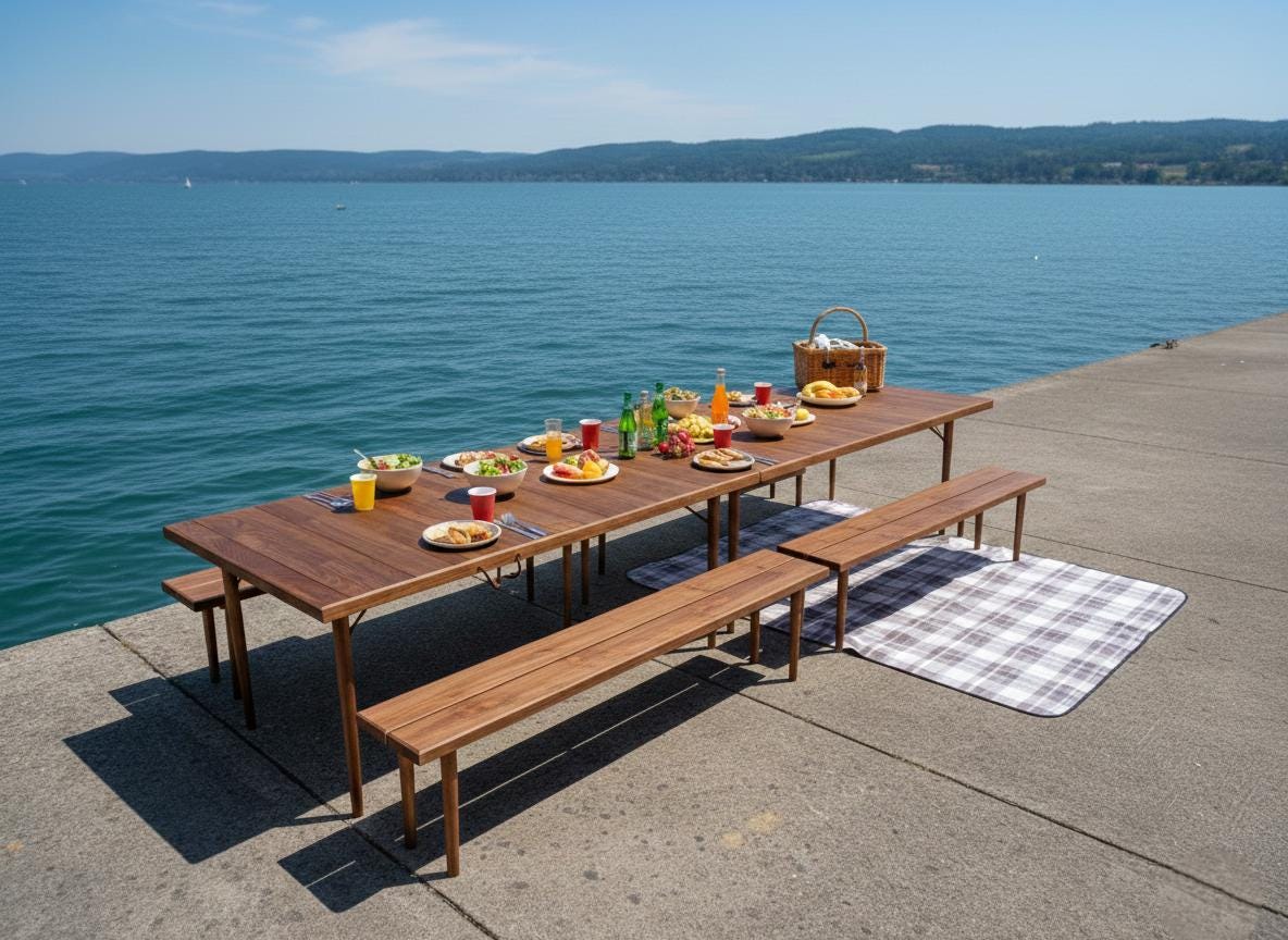 Large Pine Wood Foldable Table, 30x90inch Outdoor Party Table, Rustic Wedding Furniture