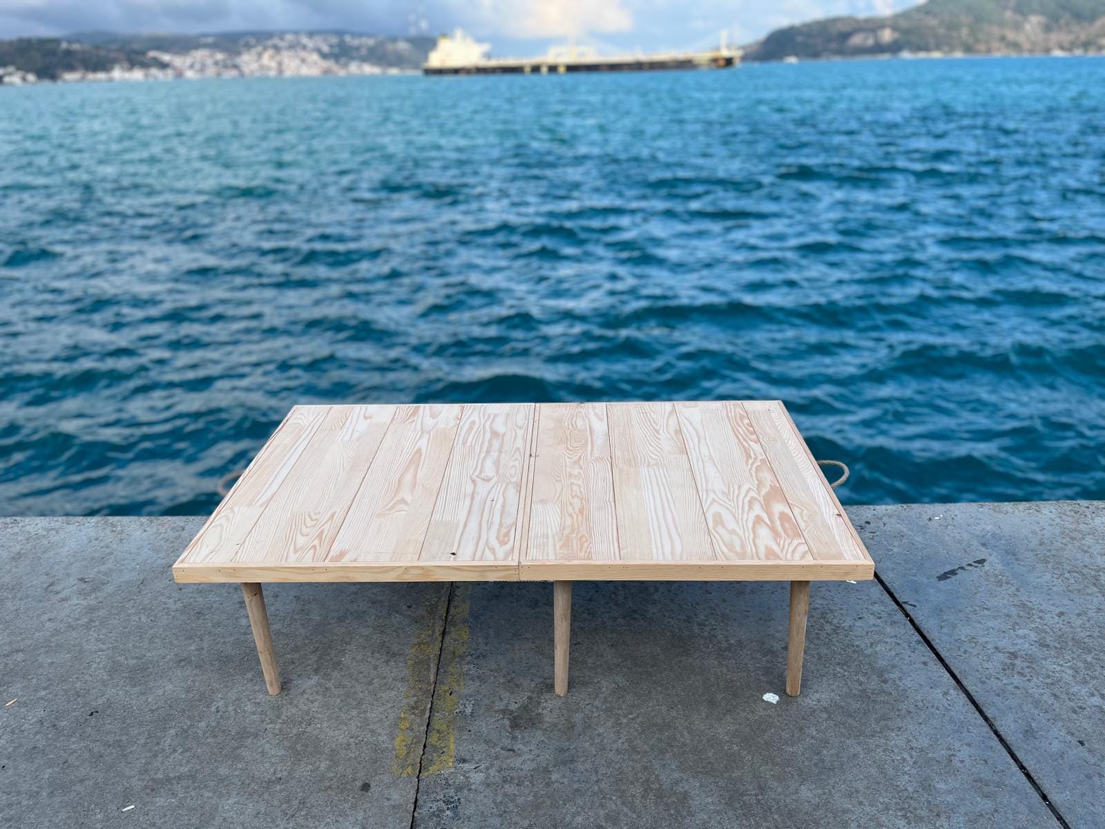 Handmade Pine Wood Foldable Table, Boho Camp Picnic Decor (28x48 H13inch)