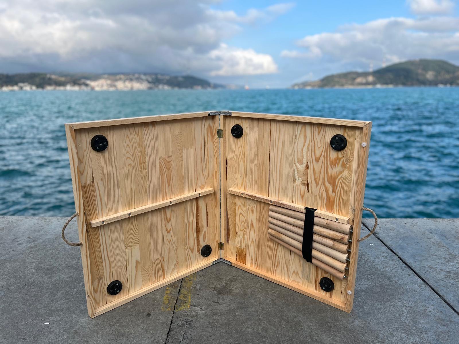 Handmade Pine Wood Foldable Table, Boho Camp Picnic Decor (28x48 H13inch)