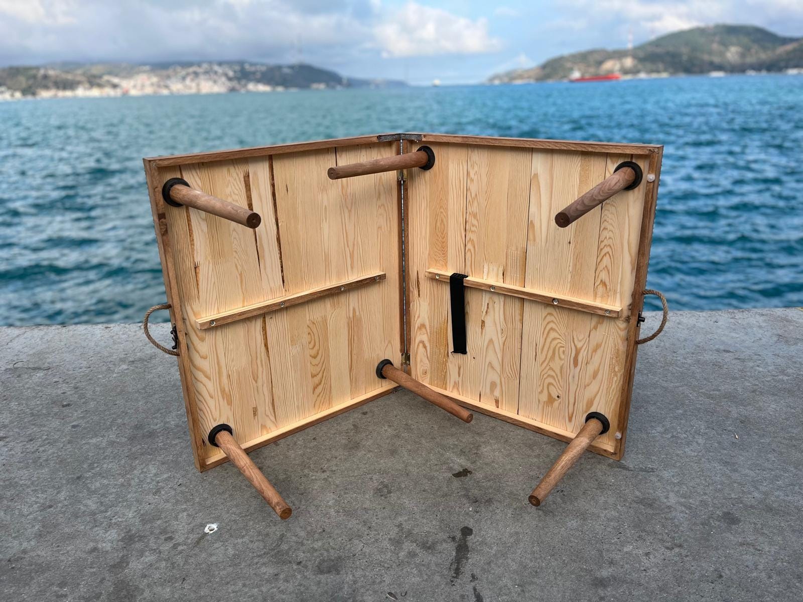 Handmade Pine Wood Foldable Table, Boho Camp Picnic Decor (28x48 H13inch)