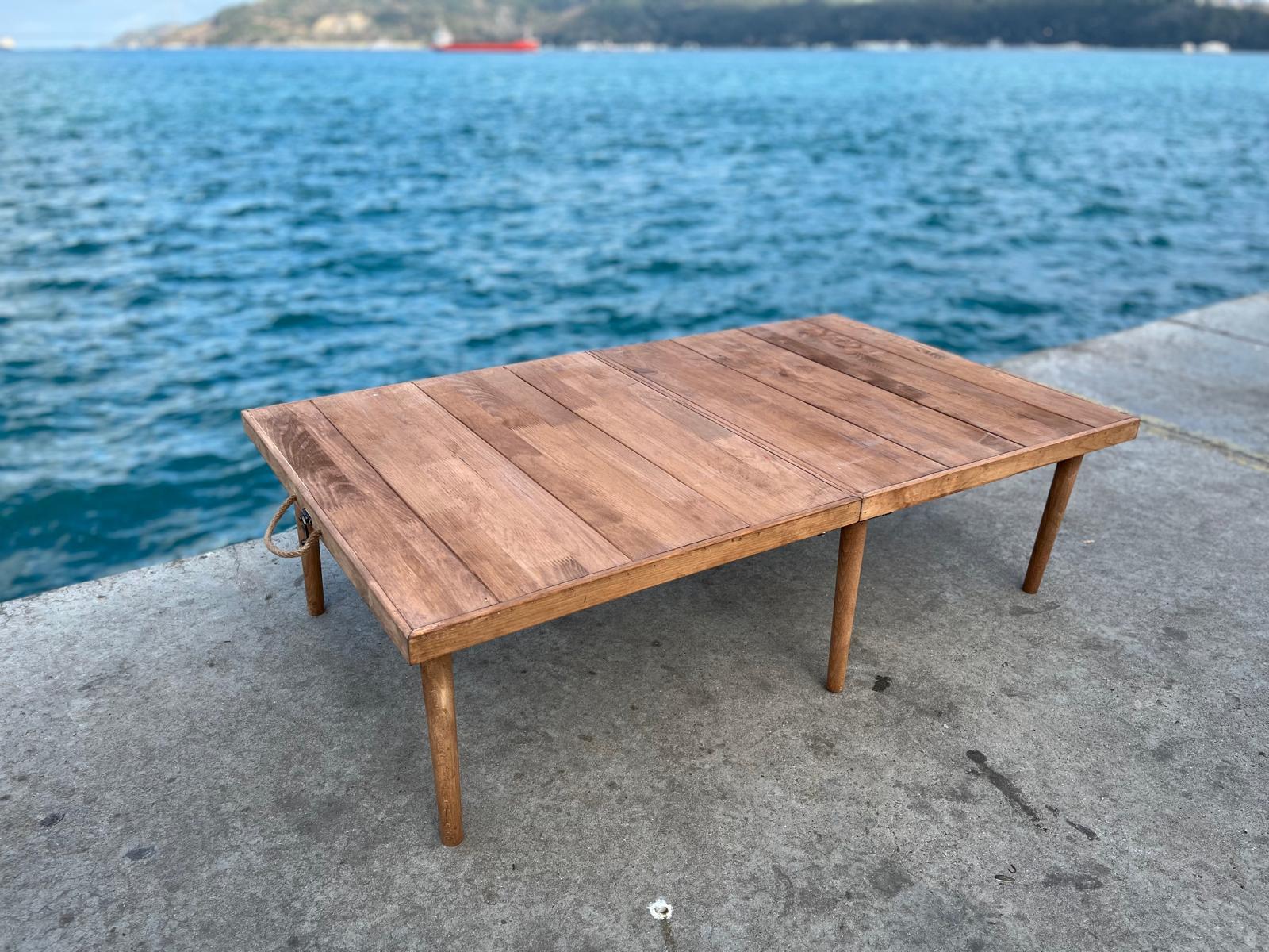 Handmade Pine Wood Foldable Table, Boho Camp Picnic Decor (28x48 H13inch)