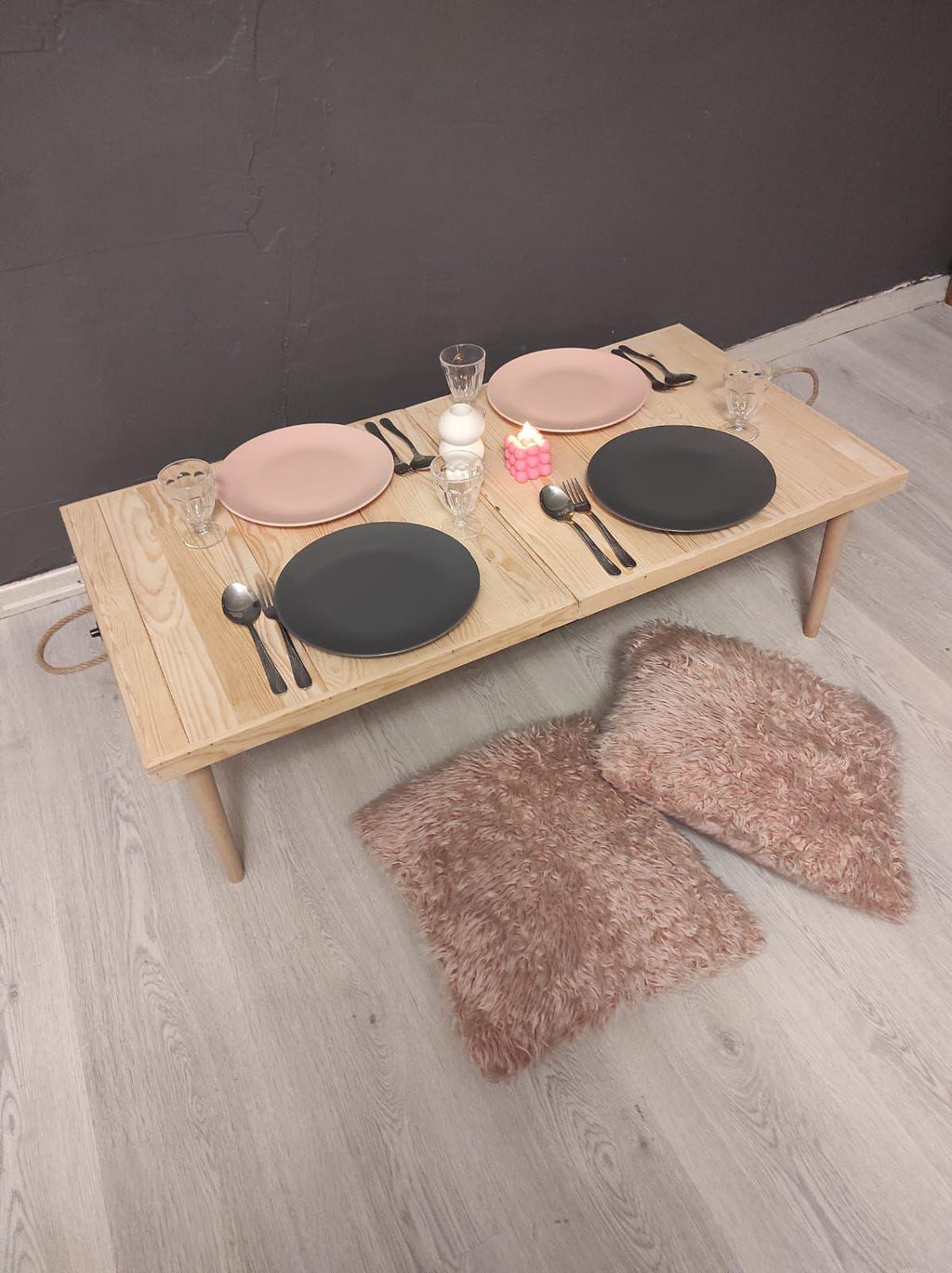 Handmade Pine Wood Foldable Table, Boho Camp Picnic Decor (22*44 H13inch)