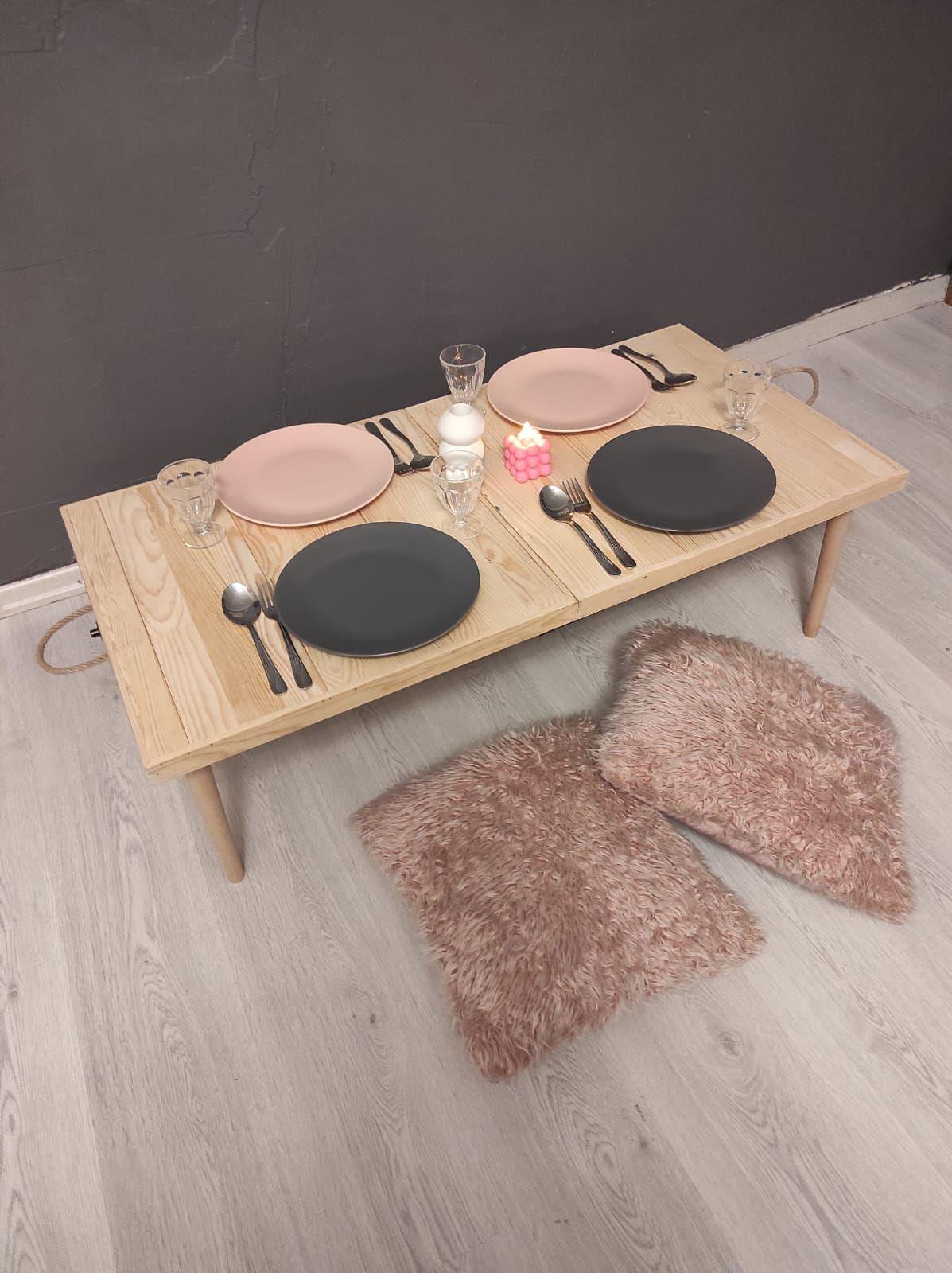 Handmade Pine Wood Foldable Table, Boho Camp Picnic Decor (22*44 H13inch)