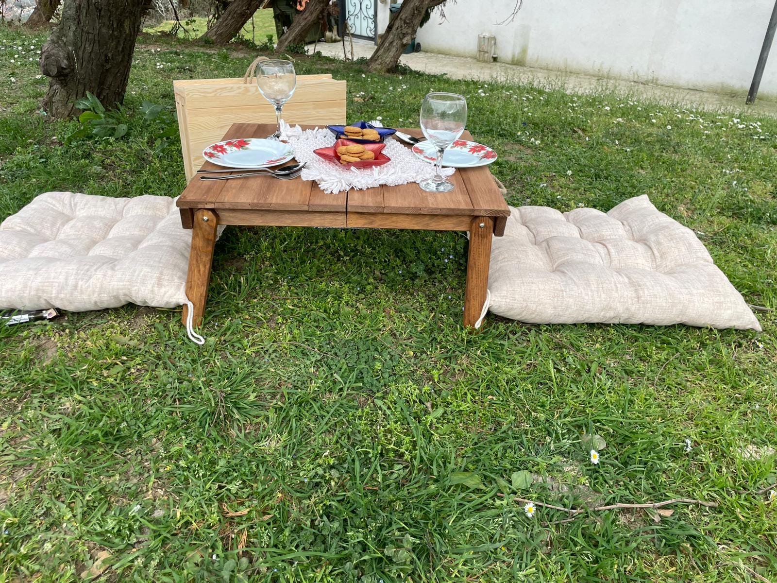 Handmade wood table, coffe table, Picnic table, Small dinner table, camp table, boho wood table, activity table, wedding decor table