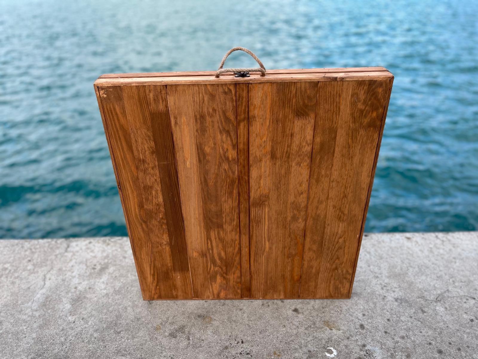Handmade Pine Wood Picnic Table, Boho Foldable Camp Furniture (28x90 inch)
