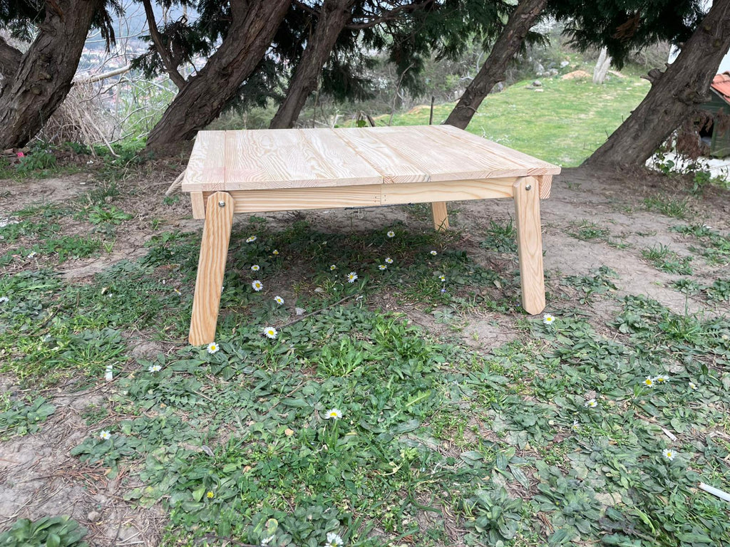 Solid Wood Foldable Picnic Table, Minimalist Floor Table, Portable Outdoor Seating (22x20inch)