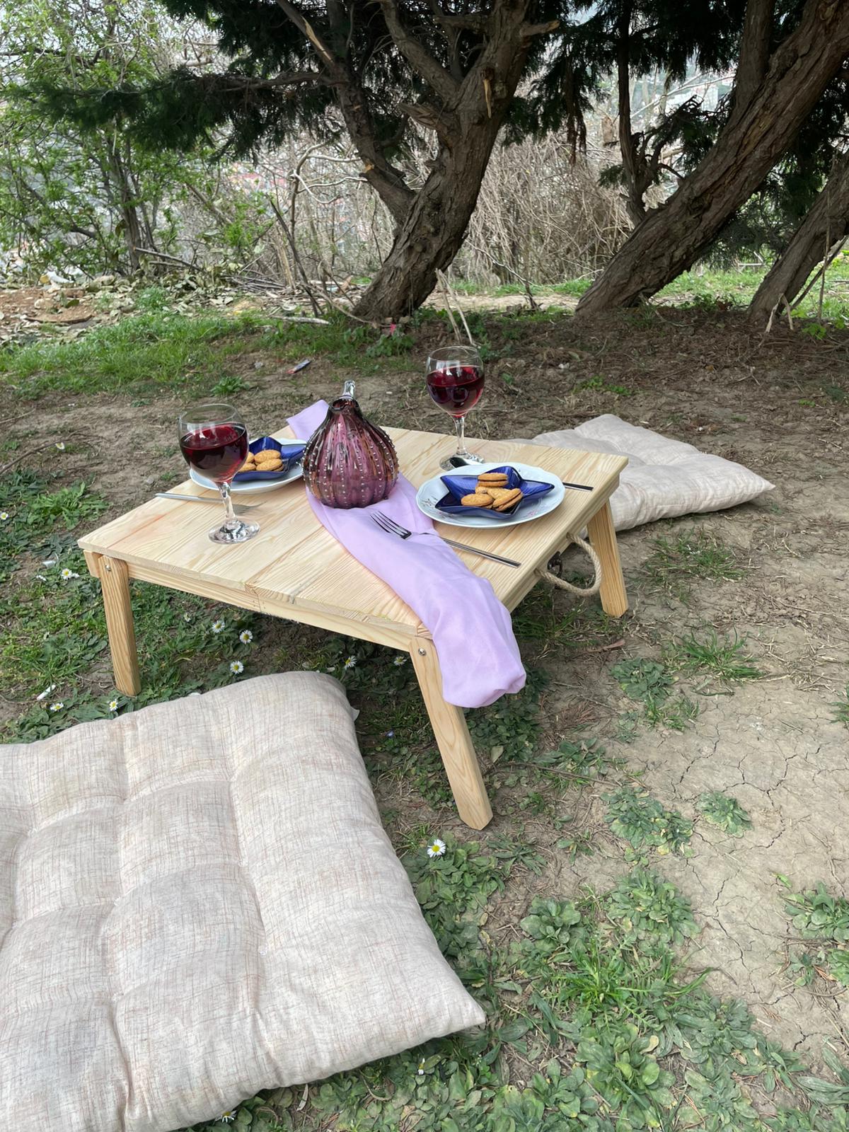 Handmade wood table, coffe table, Picnic table, Small dinner table, camp table, boho wood table, activity table, wedding decor table