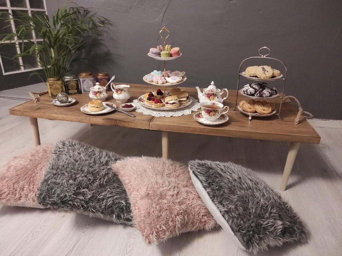 Handmade Pine Wood Foldable Table, Boho Camp Picnic Decor (22*44 H13inch)