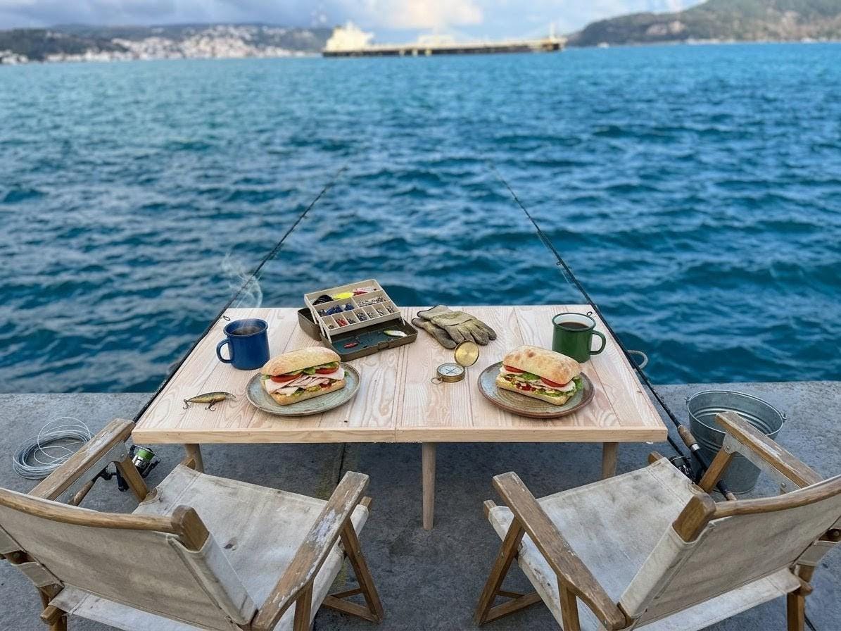 Handmade Pine Wood Foldable Table, Boho Picnic Camp Furniture (20x40 inch)