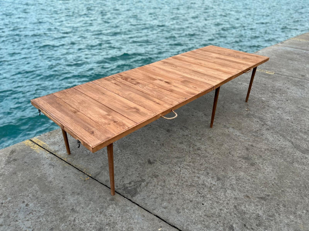 Handmade Pine Wood Foldable Picnic Table, Boho Wedding Decor, Seats 8-12