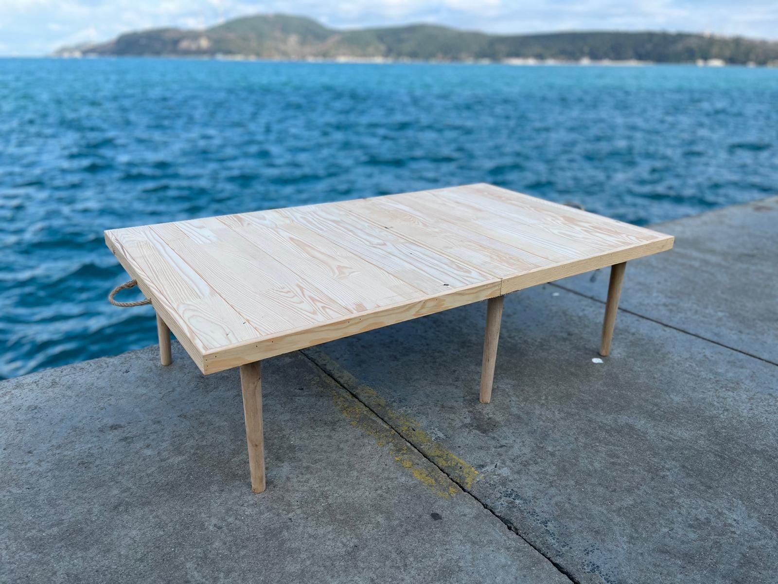 Handmade Pine Wood Foldable Table, Boho Camp Picnic Decor (28x48 H13inch)