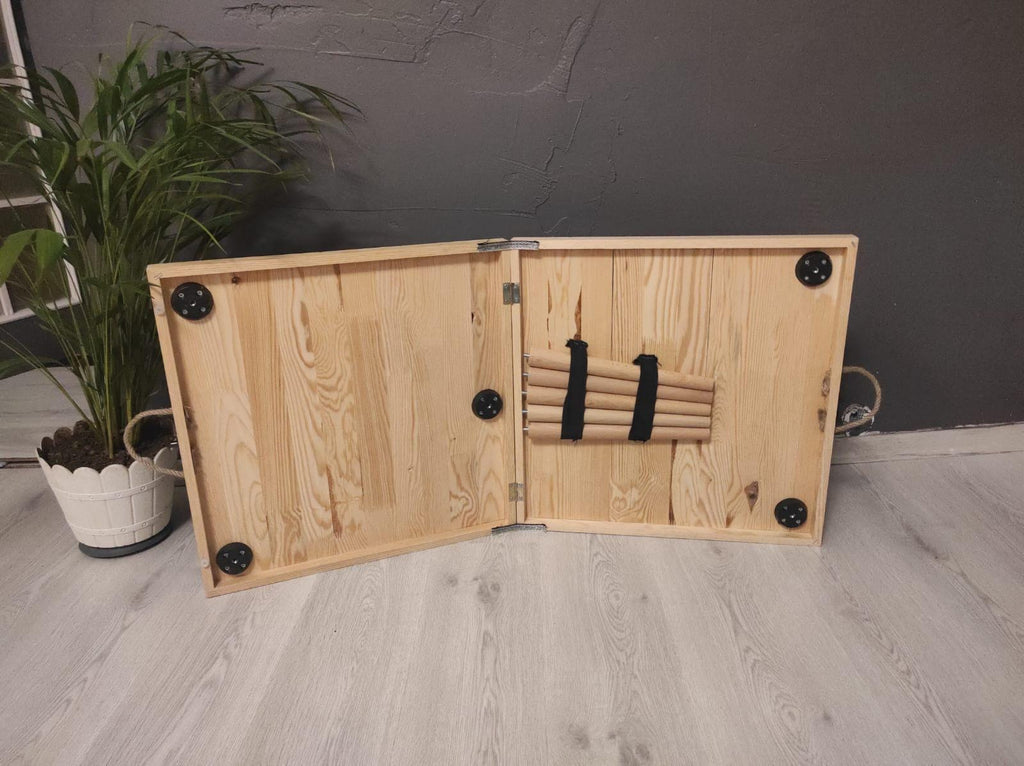 Handmade Pine Wood Foldable Table, Boho Camp Picnic Decor (22*44 H13inch)