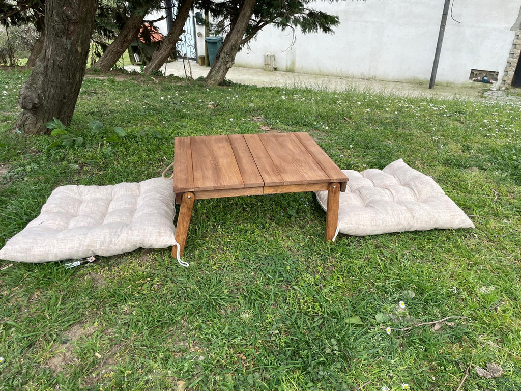 Handmade wood table, coffe table, Picnic table, Small dinner table, camp table, boho wood table, activity table, wedding decor table