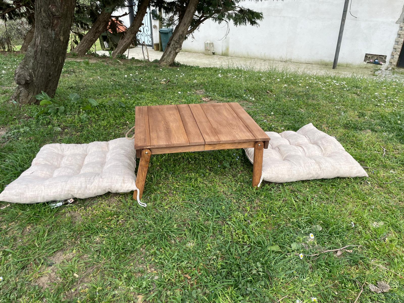 Handmade wood table, coffe table, Picnic table, Small dinner table, camp table, boho wood table, activity table, wedding decor table