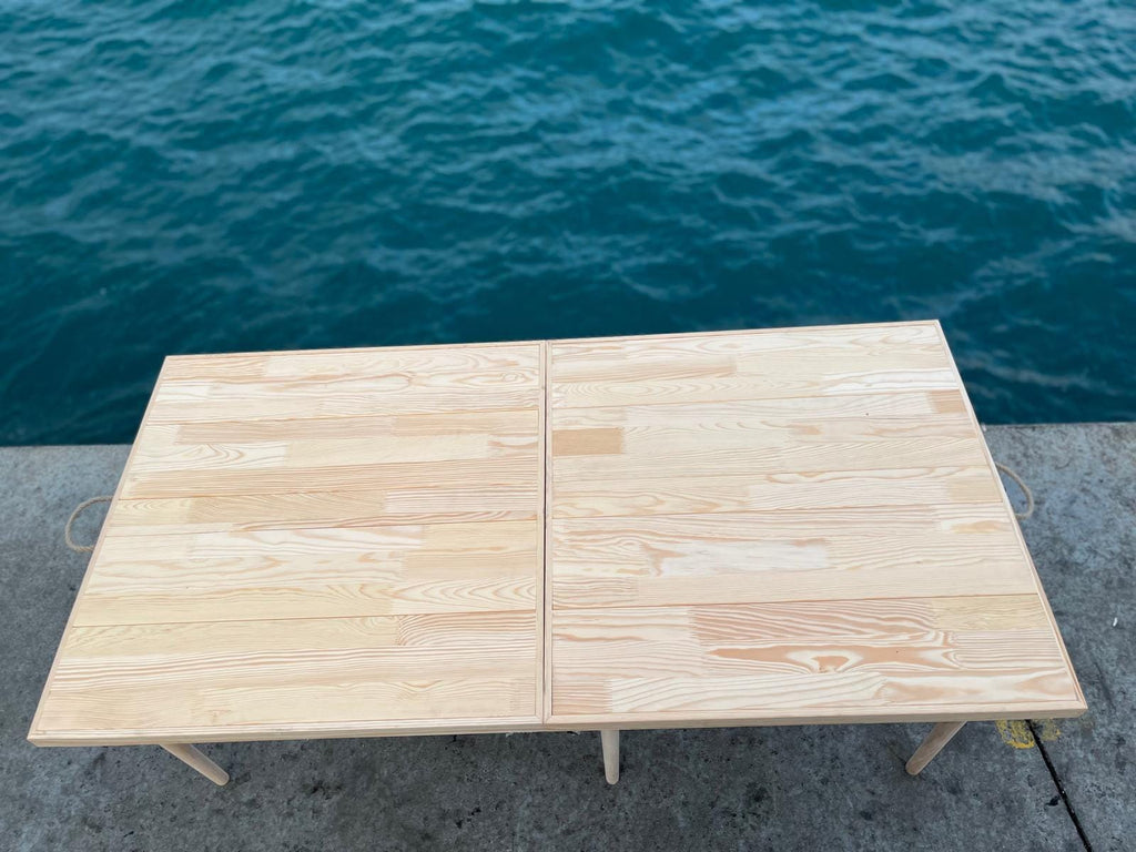 Handmade Pine Wood Foldable Table, Boho Picnic Camp Decor (22x44 H13inch)