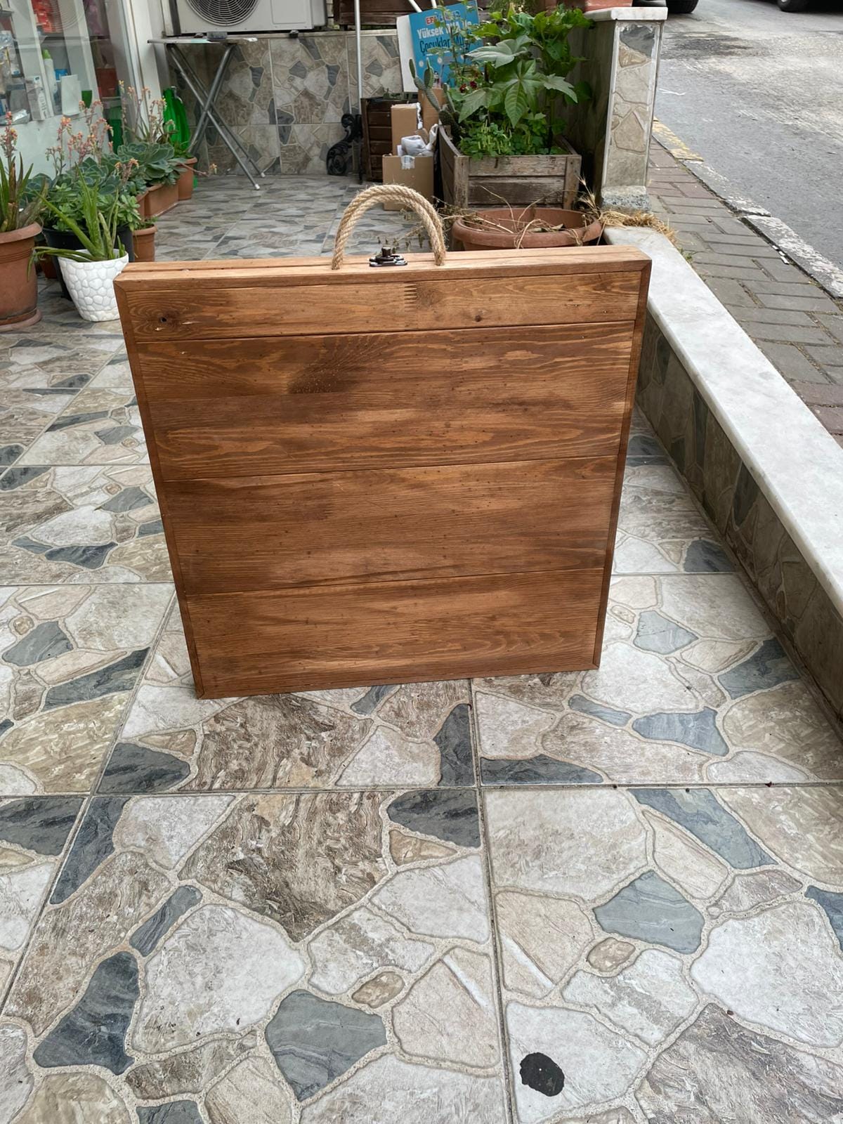 Handmade Pine Wood Foldable Table, Boho Picnic Camp Decor (20x40 H13inch)