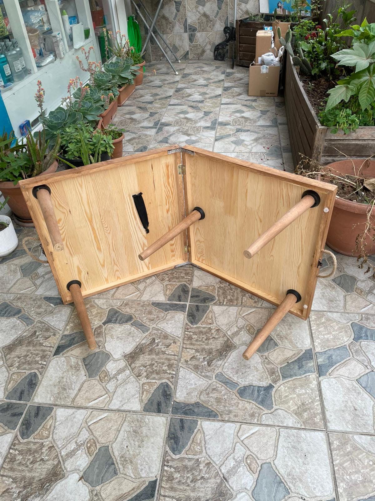 Handmade Pine Wood Foldable Table, Boho Picnic Camp Decor (22x44 H13inch)