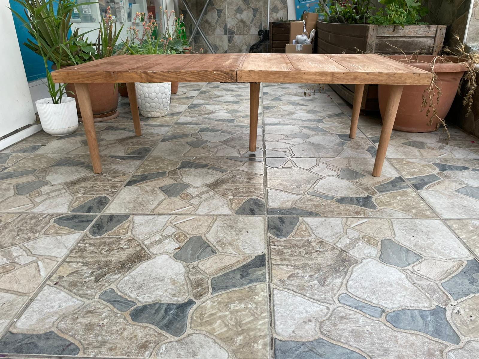 Handmade Pine Wood Foldable Table, Boho Picnic Camp Decor (22x44 H13inch)