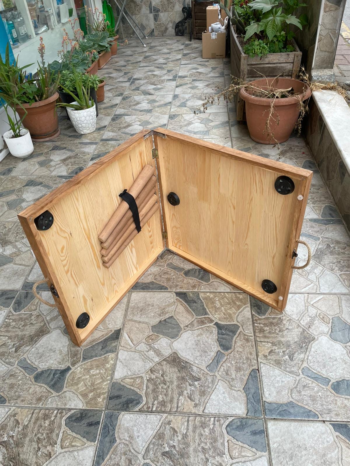 Handmade Pine Wood Foldable Table, Boho Picnic Camp Decor (22x44 H13inch)