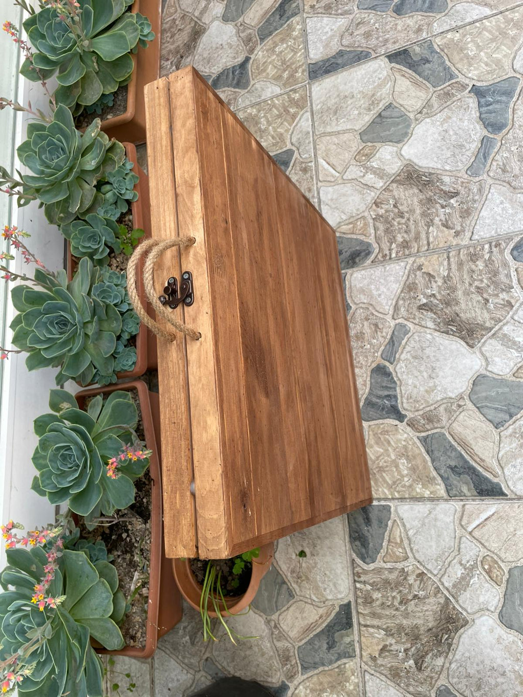 Handmade Pine Wood Foldable Table, Boho Picnic Camp Decor (20x40 H13inch)