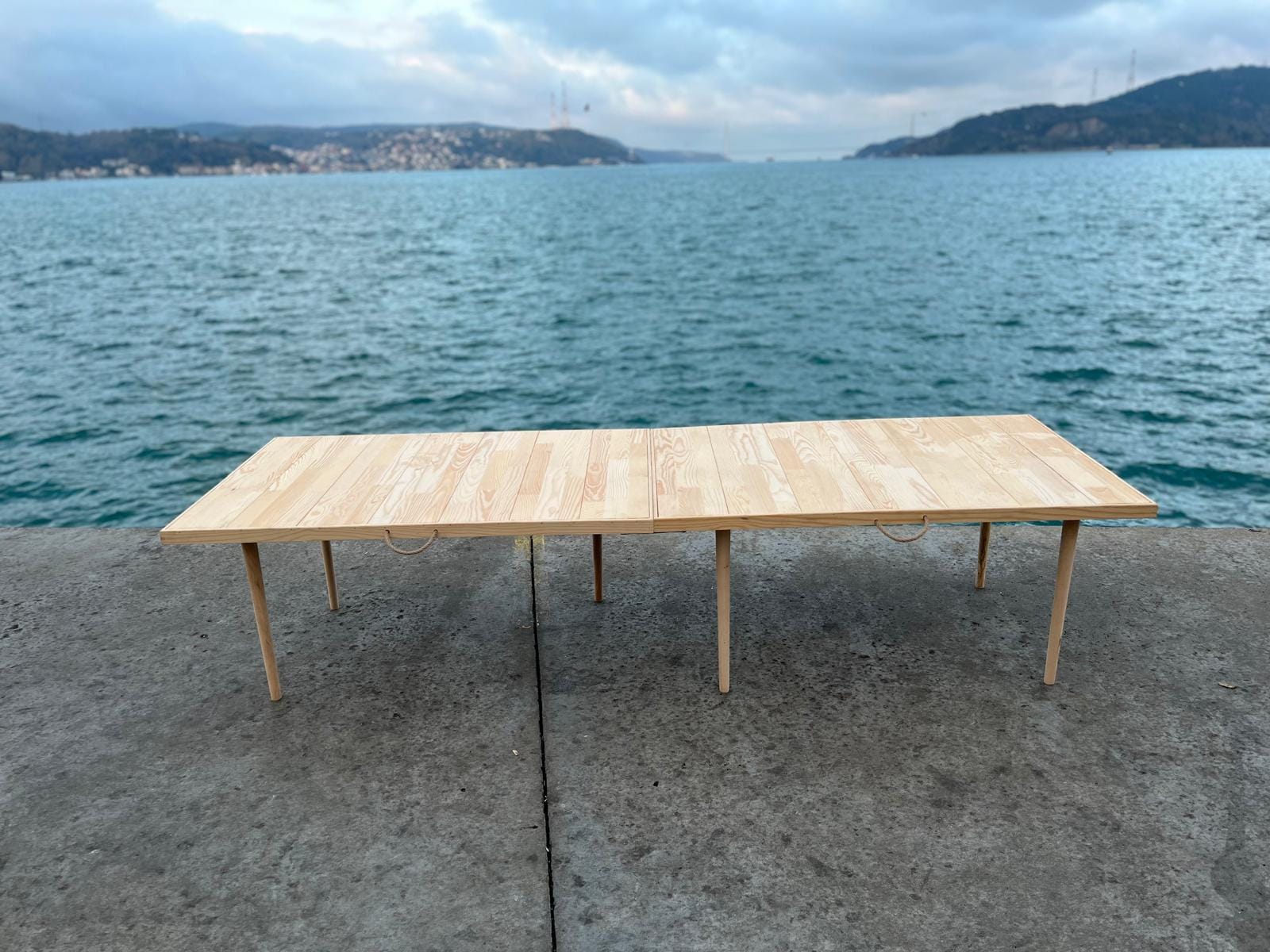 Pine Wood Foldable Picnic Table 28*90inch H13-19inch,Camp table,Wedding Decor Table, Boho Outdoor Dining, Seats 10-12
