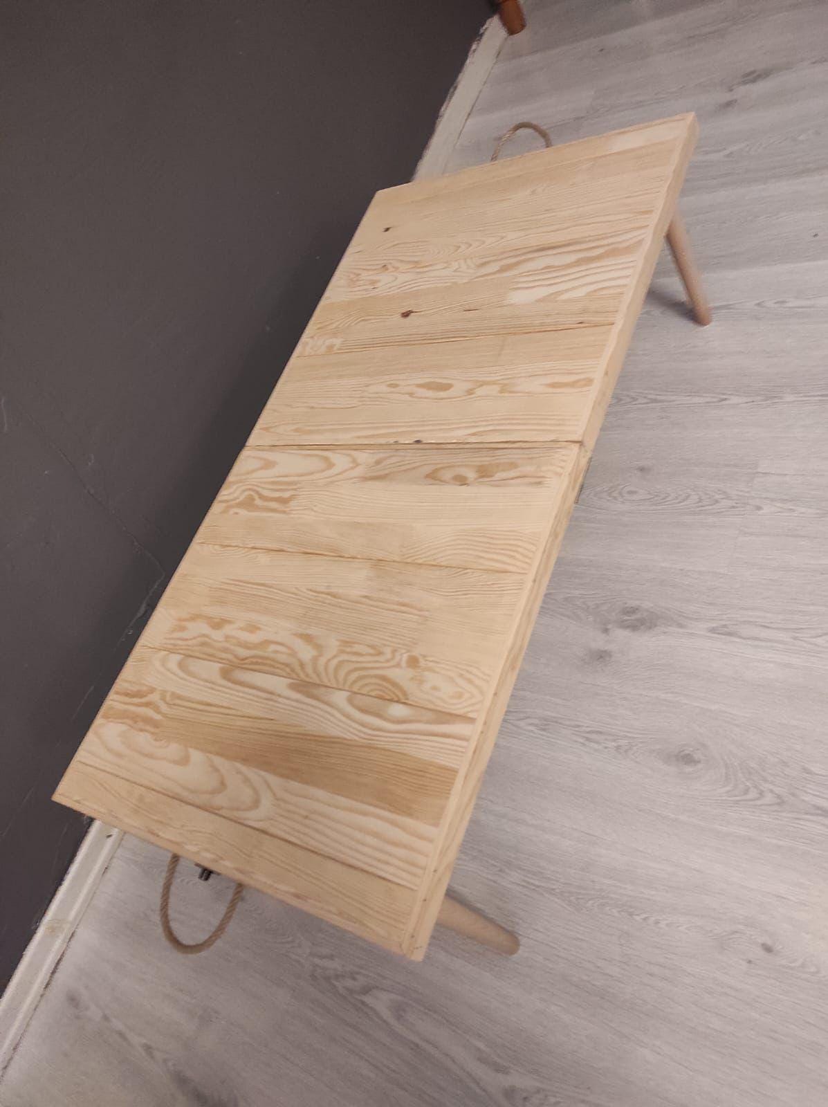 Scandinavian Pine Wood Foldable Low Table, Minimalist Floor Dining Table