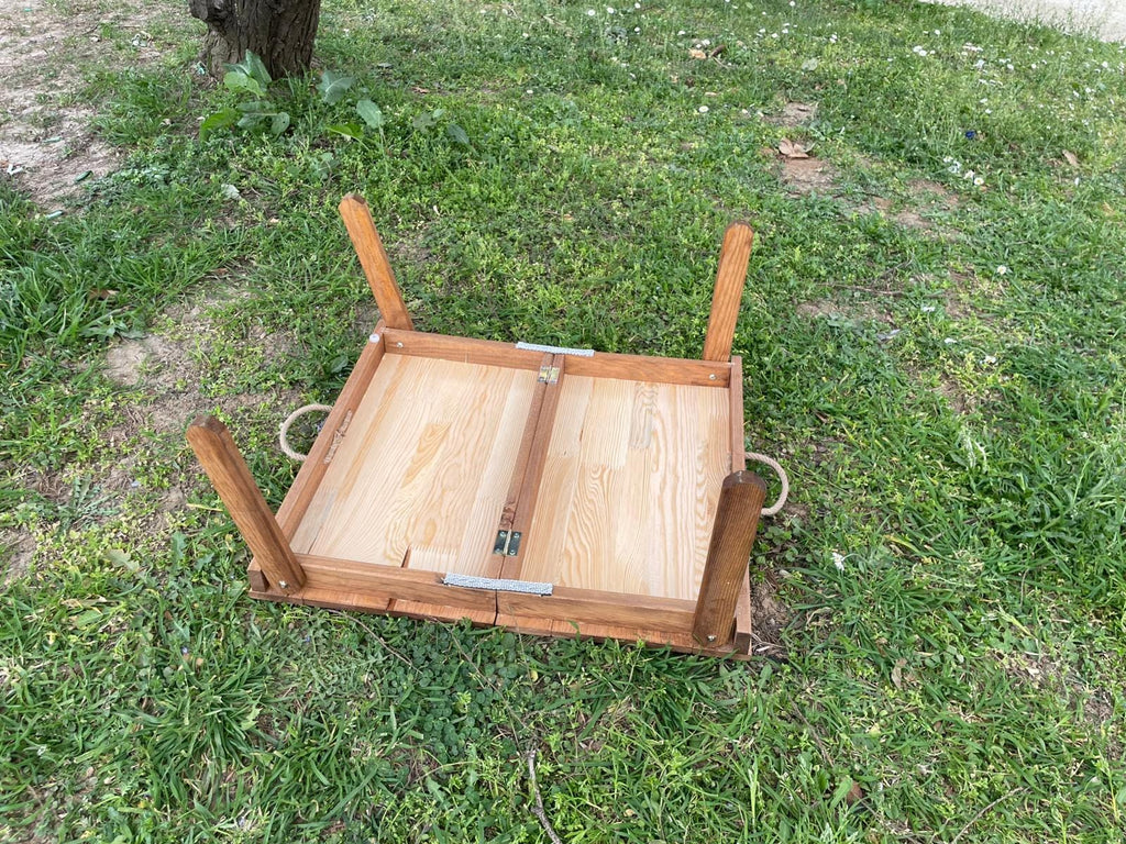 Handmade wood table, coffe table, Picnic table, Small dinner table, camp table, boho wood table, activity table, wedding decor table