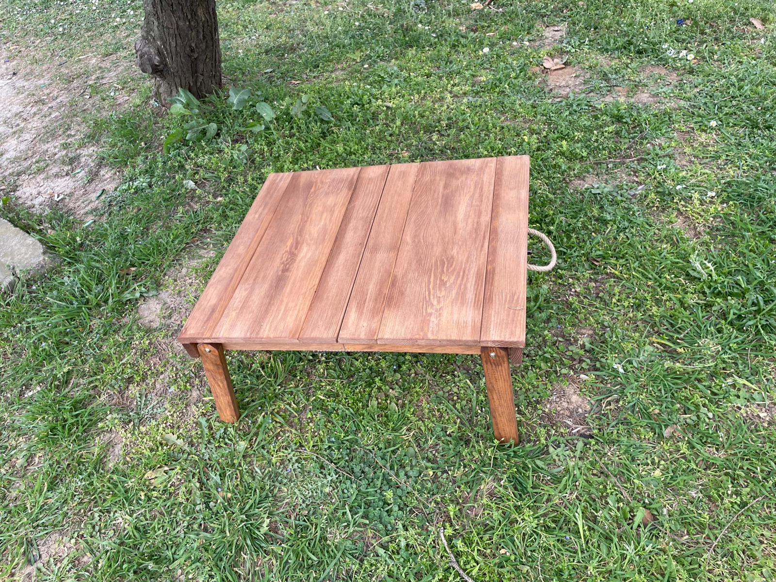 Handmade wood table, coffe table, Picnic table, Small dinner table, camp table, boho wood table, activity table, wedding decor table