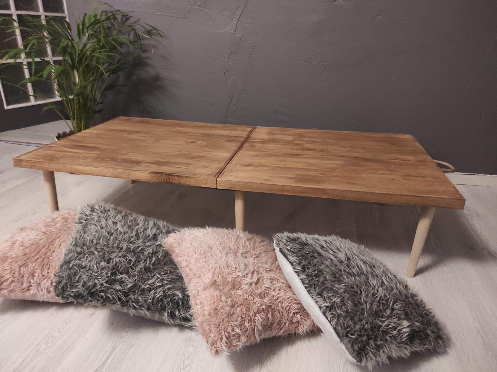 Handmade Pine Wood Foldable Table, Boho Camp Picnic Decor (22*44 H13inch)