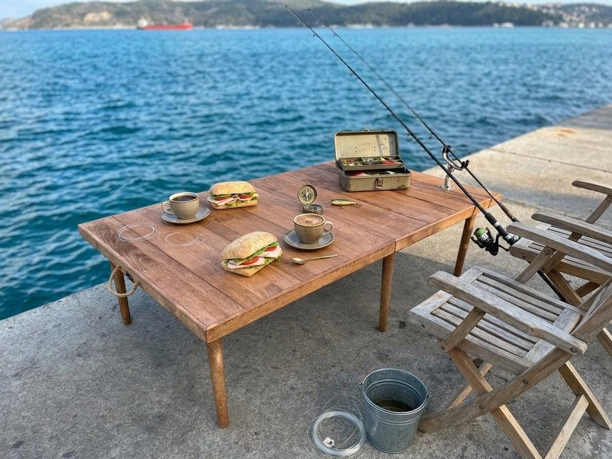 Handmade Pine Wood Foldable Table, Boho Picnic Camp Decor (20x40 H13inch)