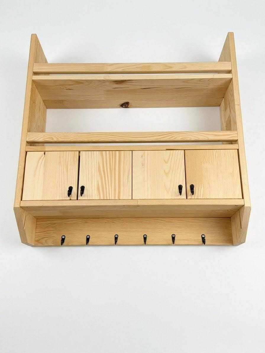 Handmade Wooden Wall Shelf, Spice Rack, Rustic Style Hanging Shelf, Solid Wood Wall Shelf for Kitchen