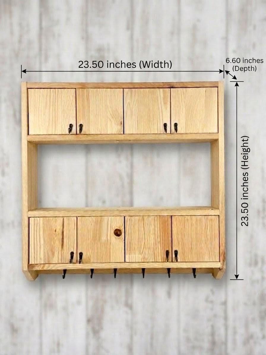 Handmade Wooden Wall Shelf, Spice Rack, Rustic Style Hanging Shelf, Solid Wood Wall Shelf for Kitchen