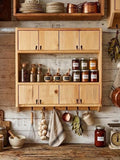 Handmade Wooden Wall Shelf, Spice Rack, Rustic Style Hanging Shelf, Solid Wood Wall Shelf for Kitchen