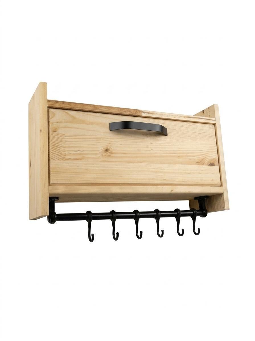 Handmade Wooden Wall Shelf, Spice Rack, Rustic Style Hanging Shelf, Solid Wood Wall Shelf for Kitchen