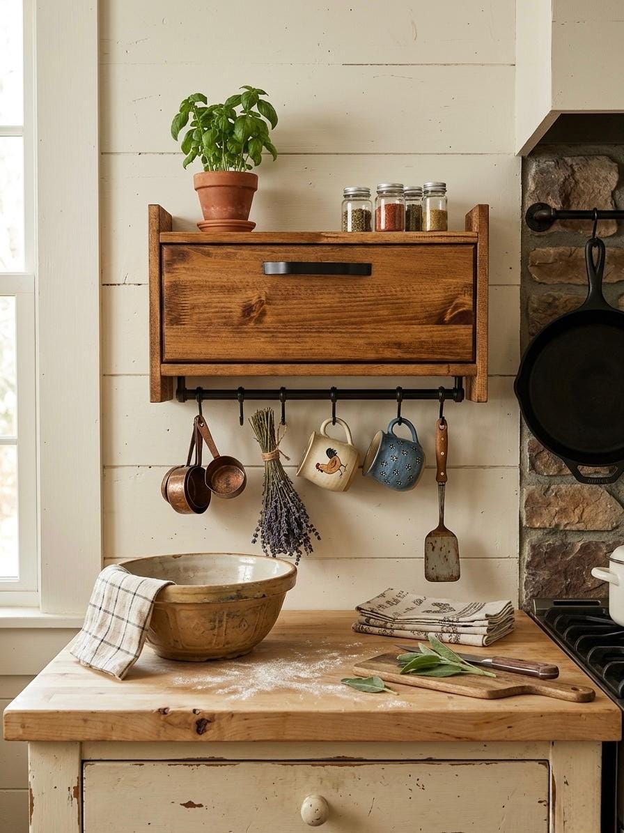 Handmade Wooden Wall Shelf, Spice Rack, Rustic Style Hanging Shelf, Solid Wood Wall Shelf for Kitchen