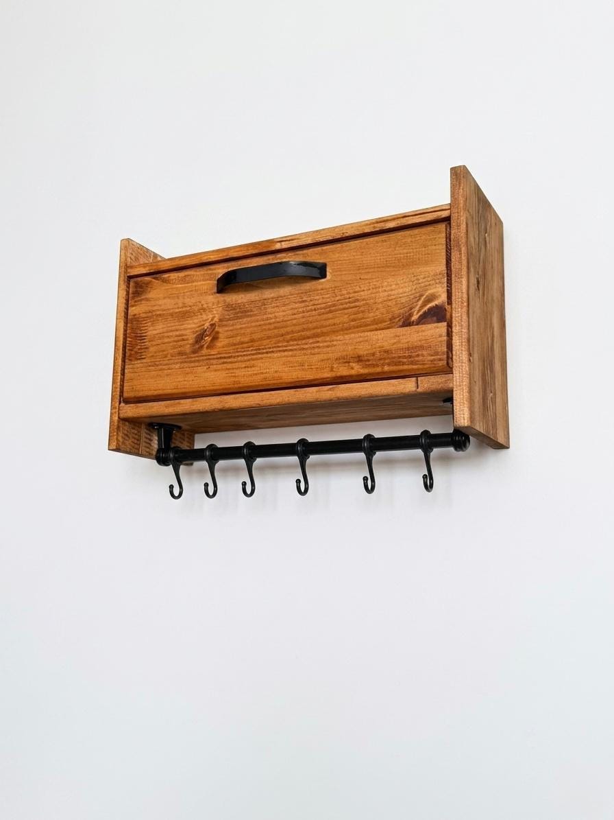 Handmade Wooden Wall Shelf, Spice Rack, Rustic Style Hanging Shelf, Solid Wood Wall Shelf for Kitchen