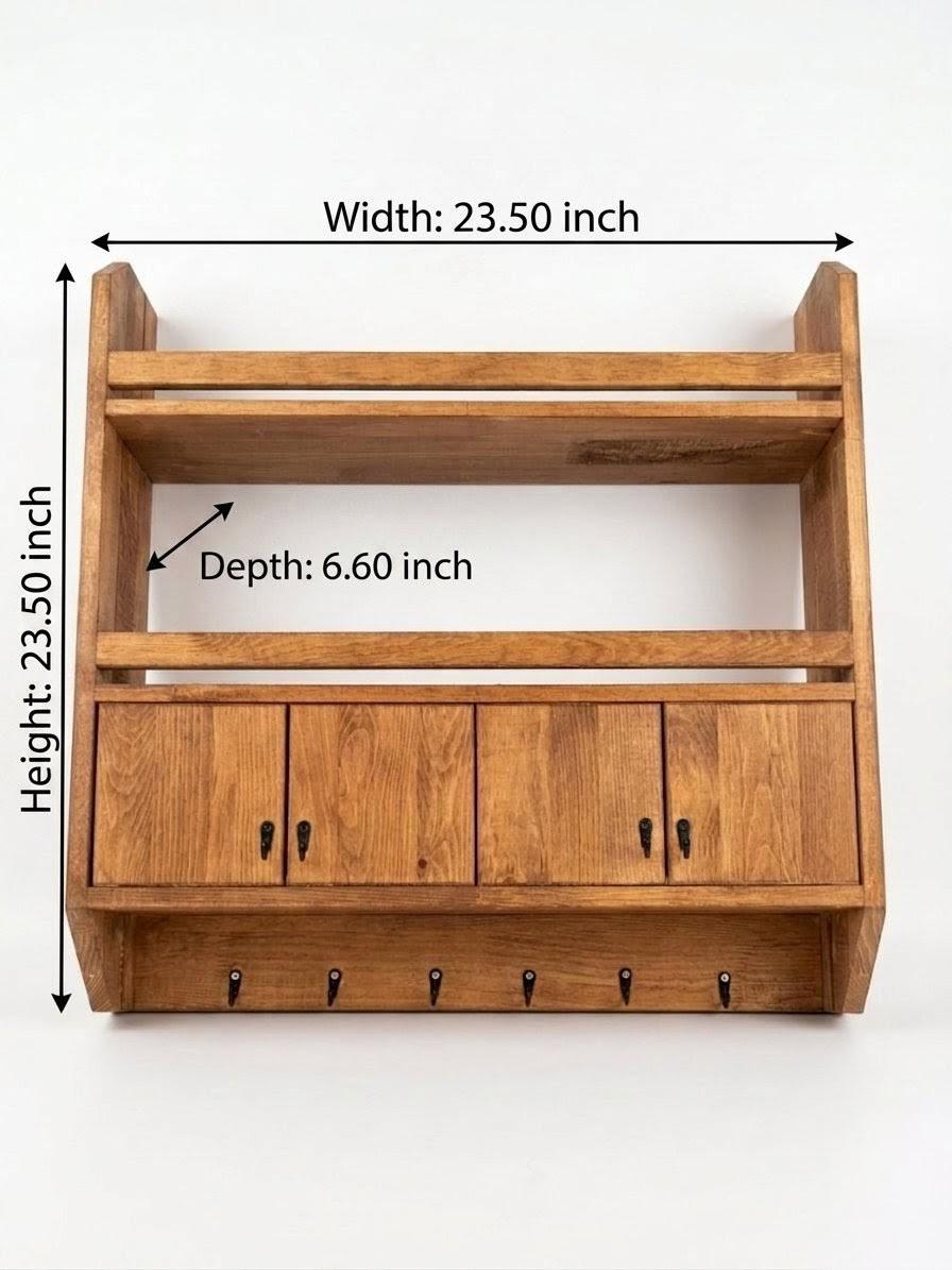 Handmade Wooden Wall Shelf, Spice Rack, Rustic Style Hanging Shelf, Solid Wood Wall Shelf for Kitchen