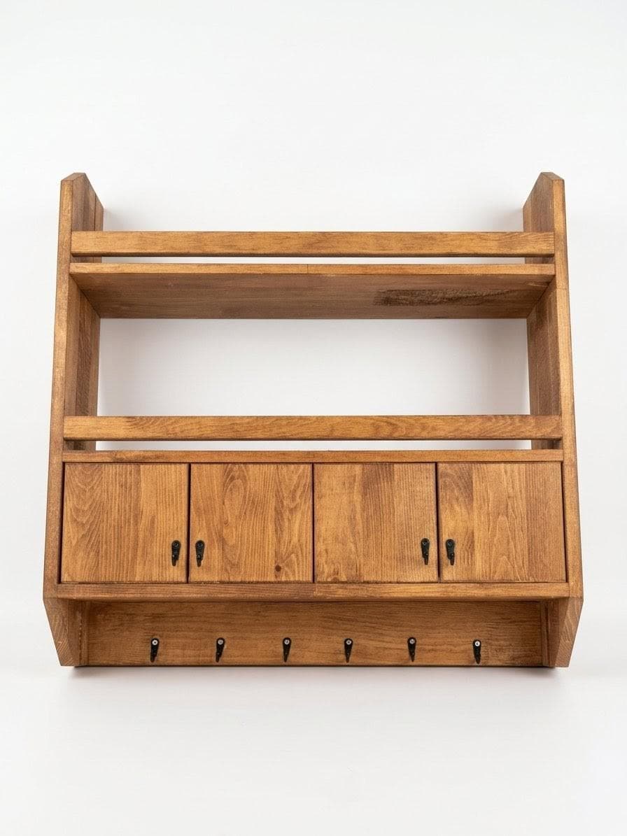 Handmade Wooden Wall Shelf, Spice Rack, Rustic Style Hanging Shelf, Solid Wood Wall Shelf for Kitchen