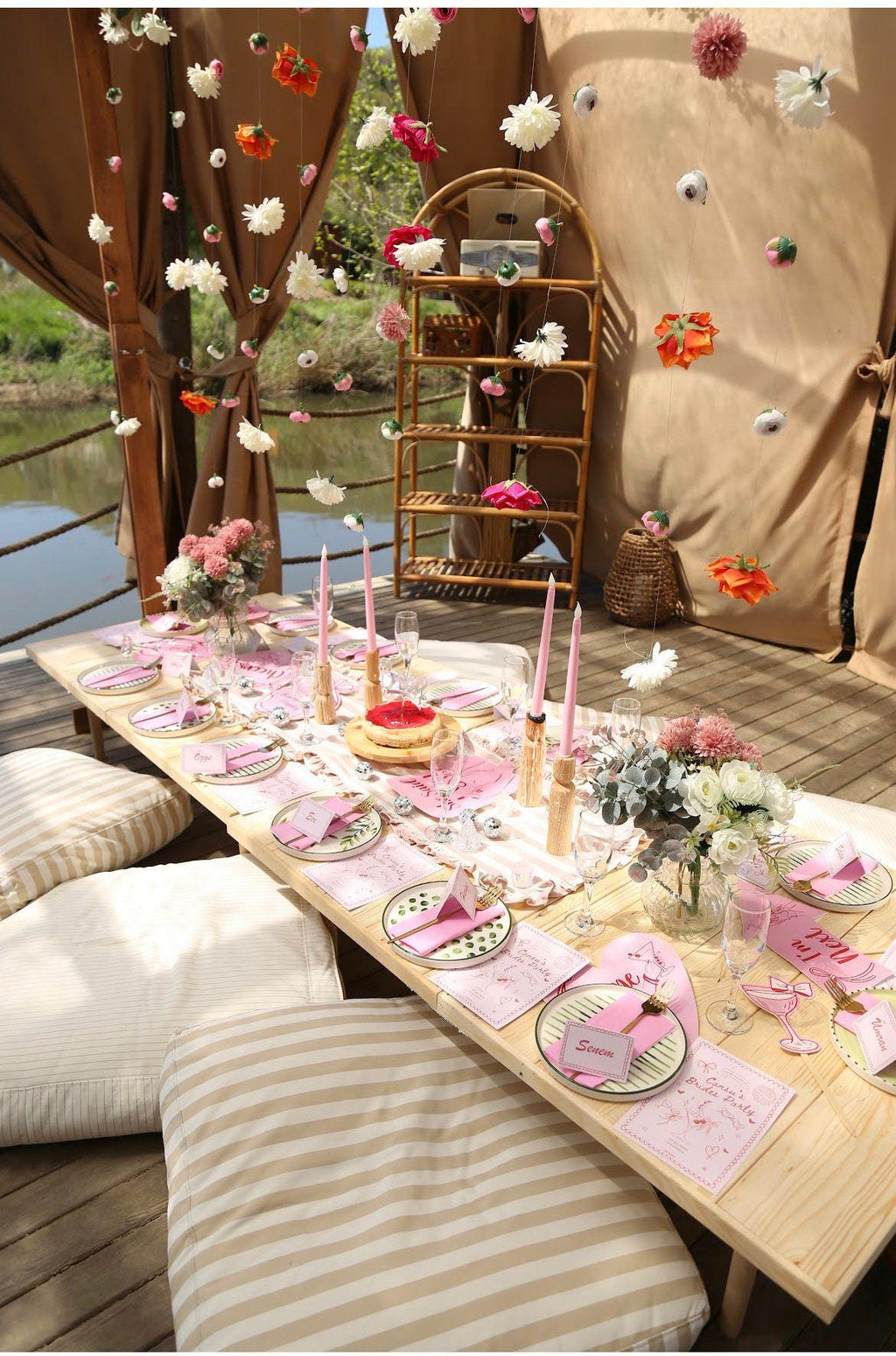 Pine Wood Foldable Picnic Table 28*90inch H13-19inch,Camp table,Wedding Decor Table, Boho Outdoor Dining, Seats 10-12