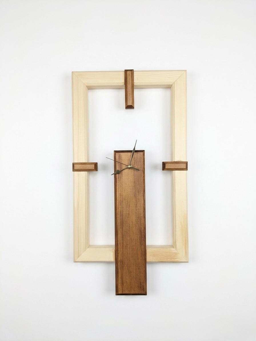 Handmade Pine Tree Wall Clock, Modern Home Decor, minimalist wooden wall clock