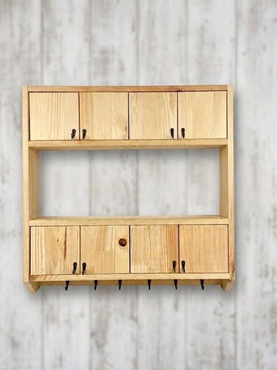 Handmade Wooden Wall Shelf, Spice Rack, Rustic Style Hanging Shelf, Solid Wood Wall Shelf for Kitchen