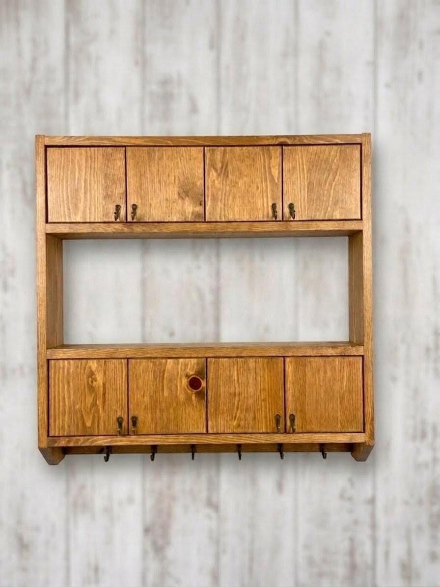 Handmade Wooden Wall Shelf, Spice Rack, Rustic Style Hanging Shelf, Solid Wood Wall Shelf for Kitchen